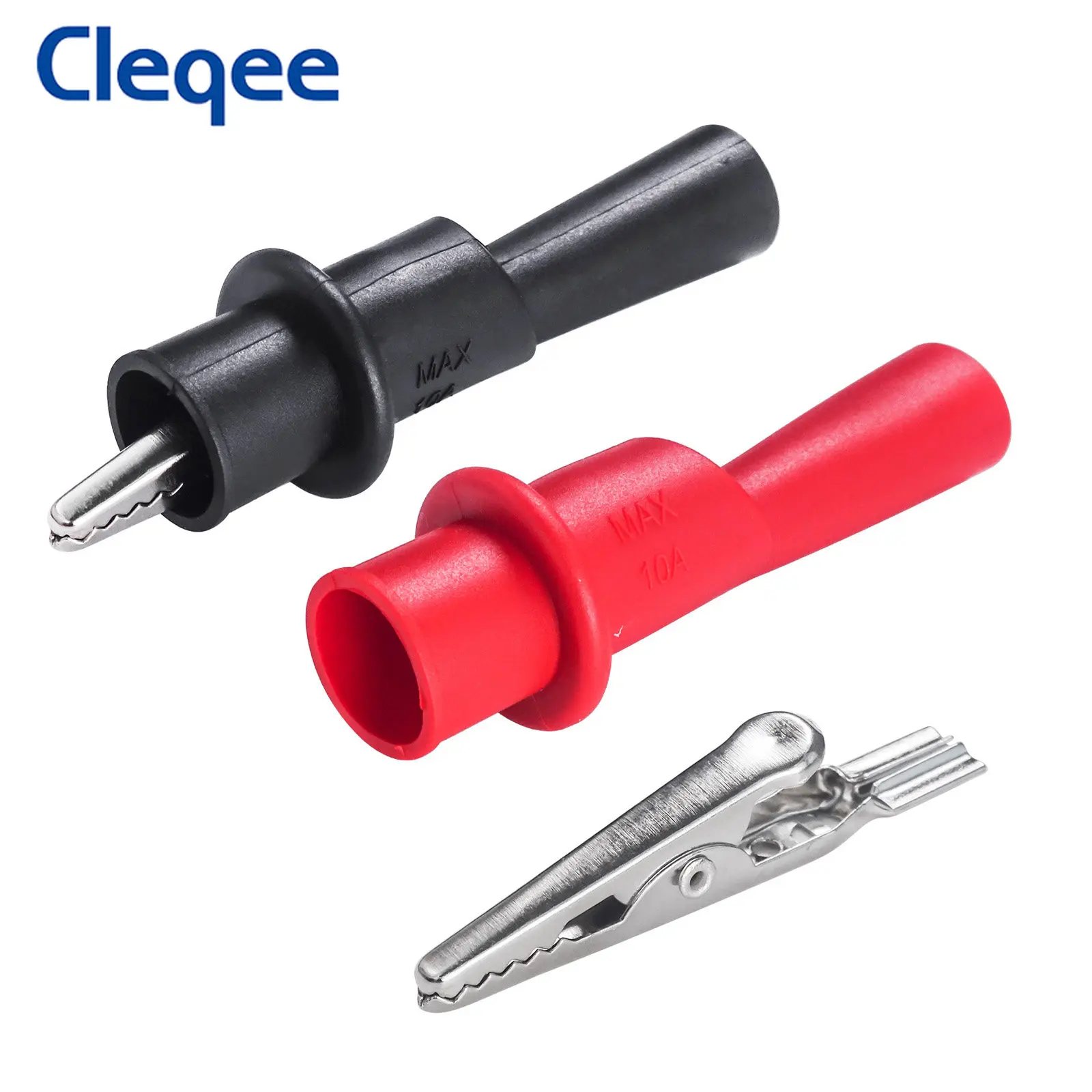 Cleqee P2008 2PCS Alligator Test Clip Crocodile Clamp Insulated PVC Protection with 2mm Jack For Multimeter Tester Probe