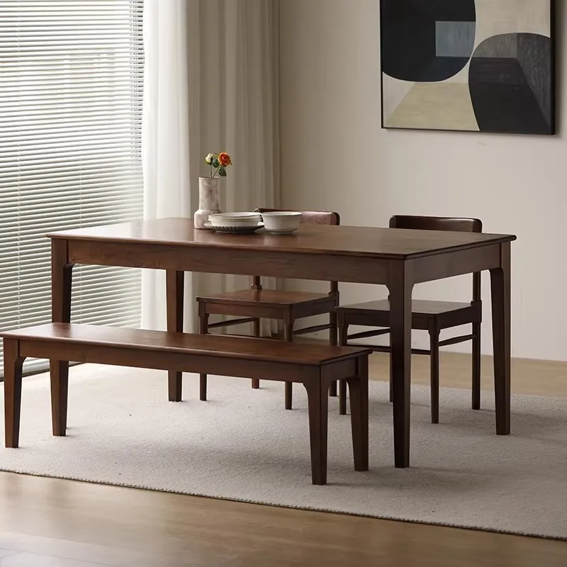 Black walnut log dining table dining table and chair combination cherry wood rectangular desk solid wood dining table