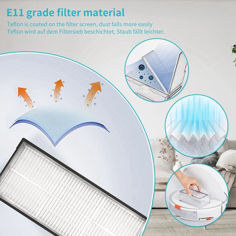 Сменная вращающаяся щетка, основная и боковая щетки, фильтр НЕРА для пылесоса Roborock S7, S7 Plus, T7S, аксессуары