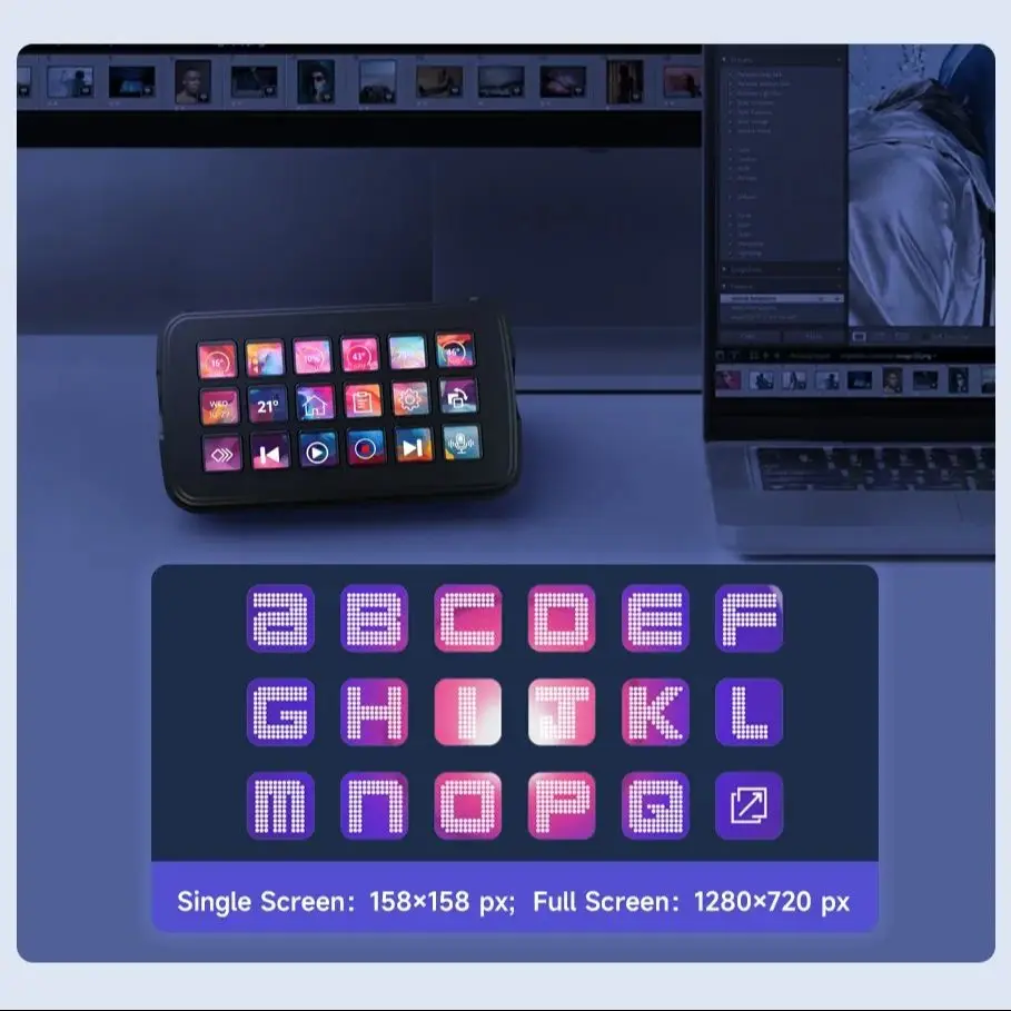 Waveshare SK18 لوحة تحكم صوتية متعددة الوظائف AI، على متن 18 × مفاتيح ماكرو LCD غشائية، تدعم نظام Linux + QMK المزدوج