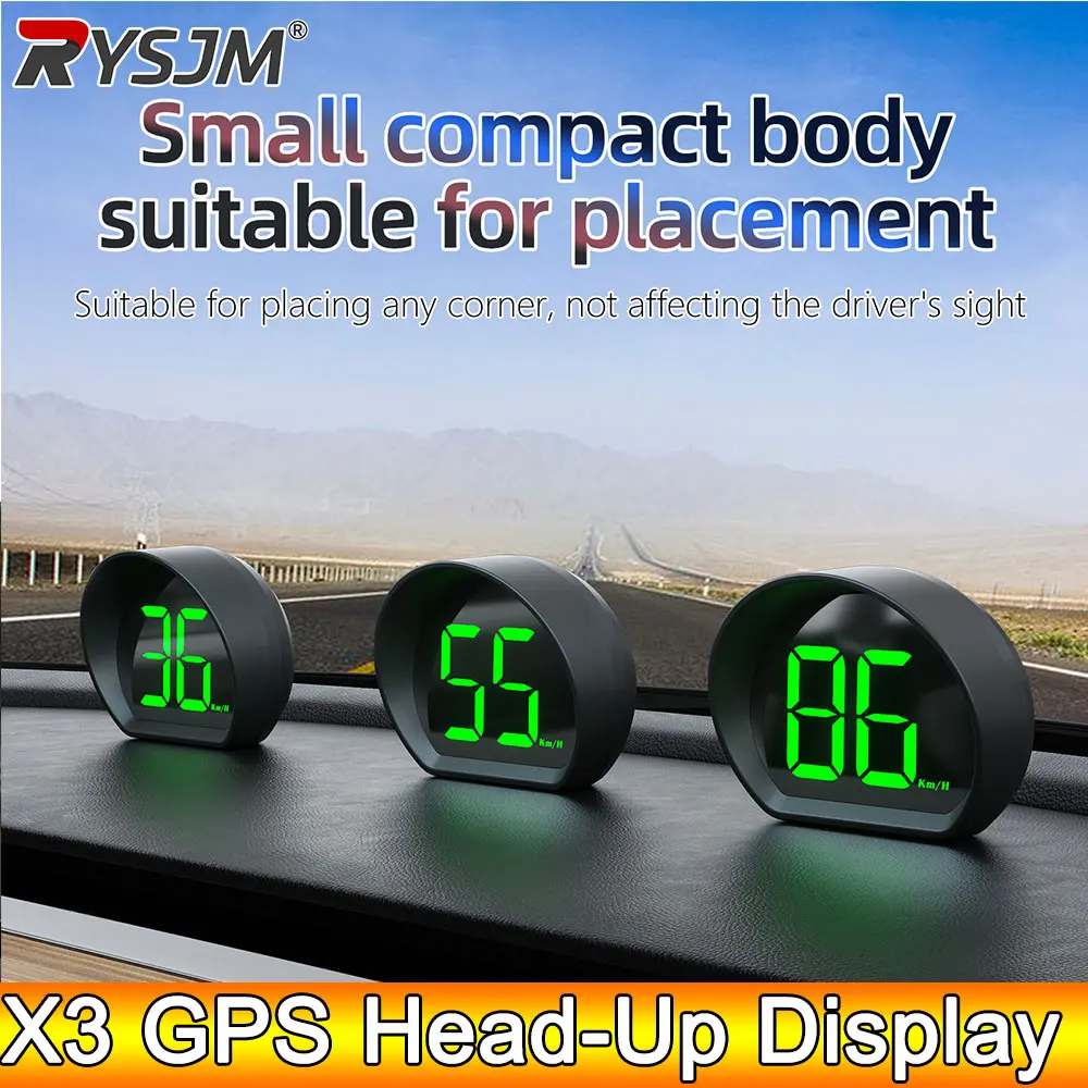 

AD X3 GPS HUD Цифровой спидометр Проекционный дисплей Plug And Play для всех автомобилей Зеленая подсветка Большой шрифт KMH Автомобильные аксессуары