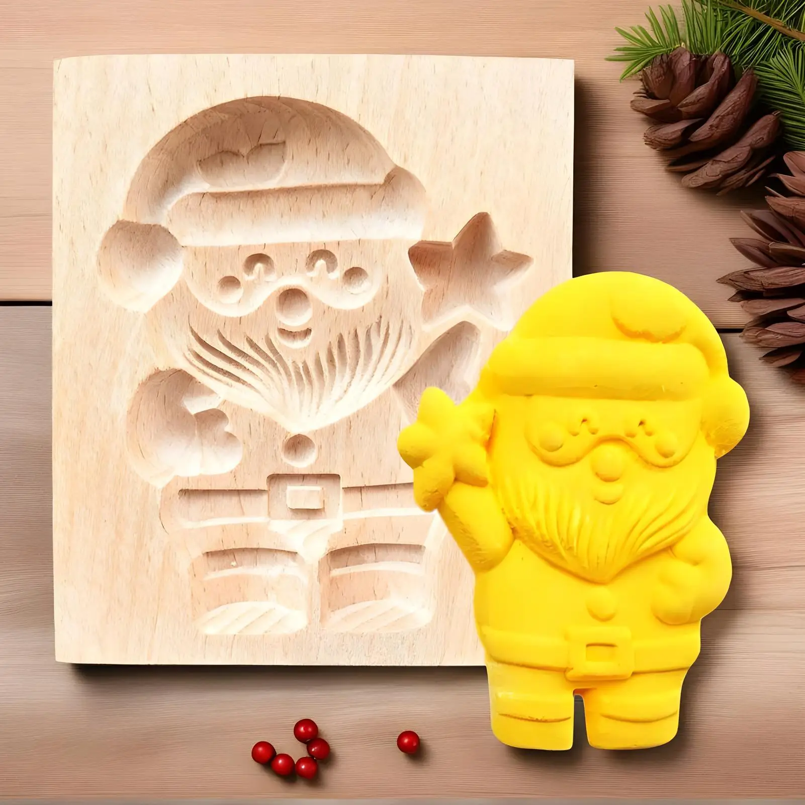 

Wooden Cookie Molds For Christmas DIY 3D Engraved Embossed Biscuits Cutter Moulds Xmas Tree Snowman Santa Claus Gingerbread