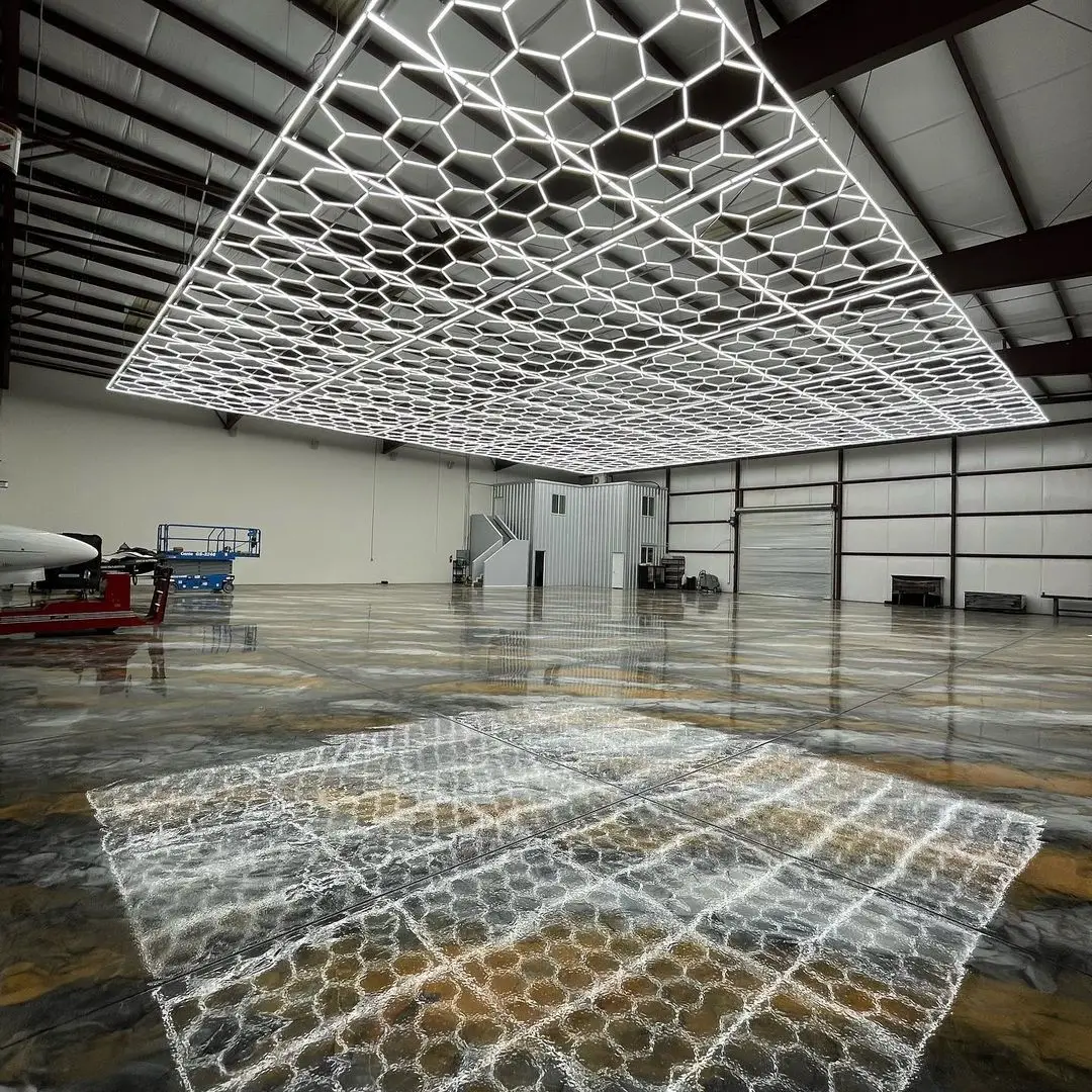 Hexagonal Garage Light Honeycomb LED Lights 6500K Cold White Light Garage Lighting Workshop Light Basement Lighting Barbershop L