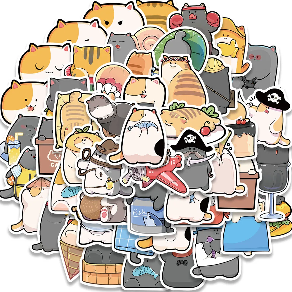

50PCS Kawaii Chunky Cat Stickers Cute Decorative Stationery Scrapbook Notebook Phone Diary DIY Waterproof Kids Sticker Toy