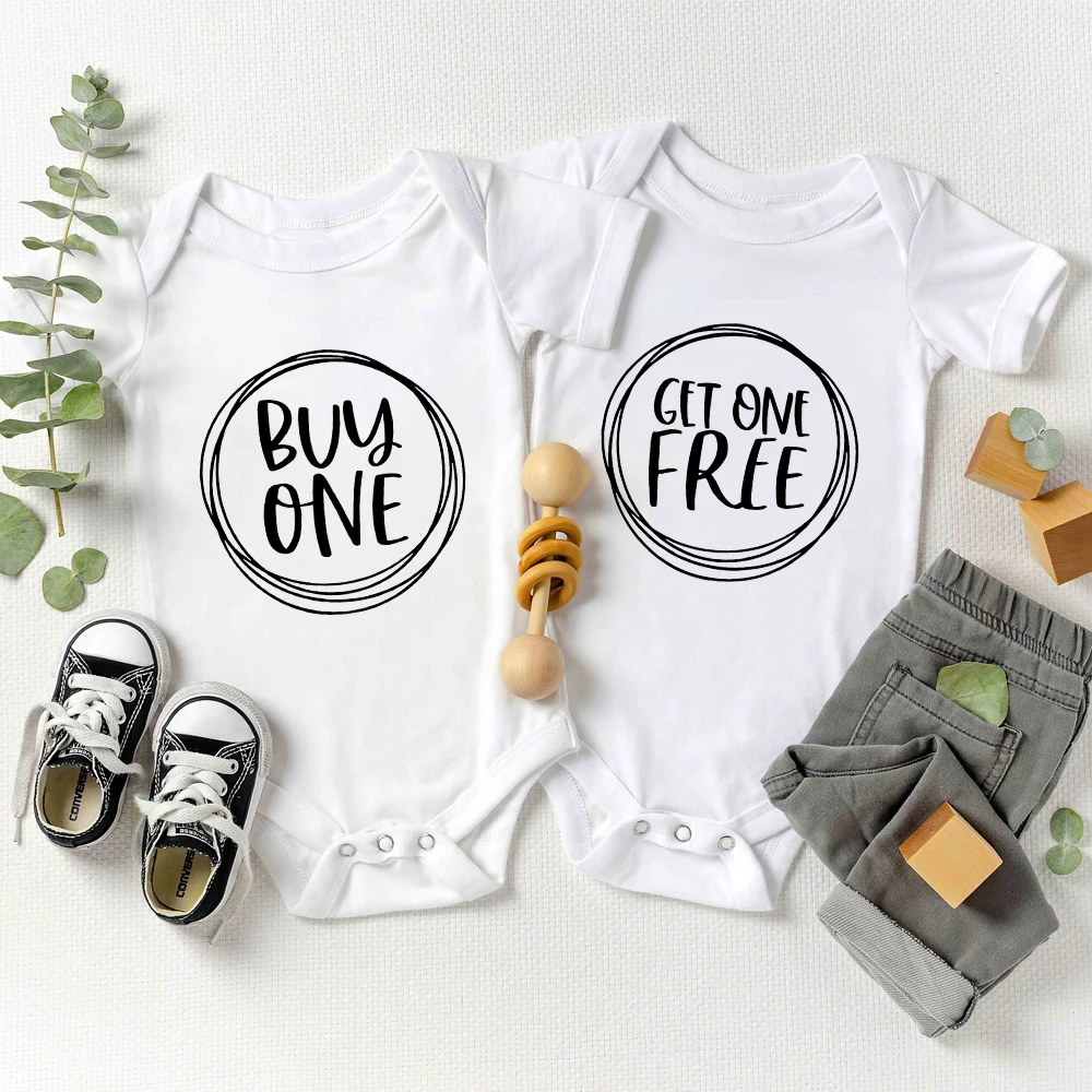 Twin Buy One Get One Free Funny Baby Girls Clothes Romper Fashion Harajuku Toddler Boy Bodysuits Cotton Summer Infant Onesie