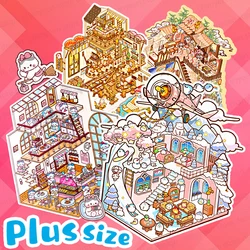 Large Plus Size Cartoon Game Landscape Sticker DIY 3D Pocket Cabin Scene Stickers Pass The Time Christmas Gift for Kid Child