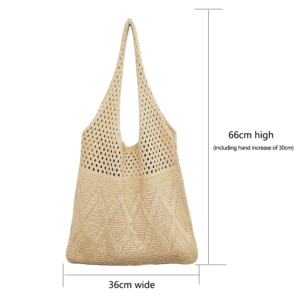 

Polyester Fiber Knitting Shoulder Bag Large Capacity Women Shoulder Bag Solid Color Shopping Handbags for Casual Shopping Travel