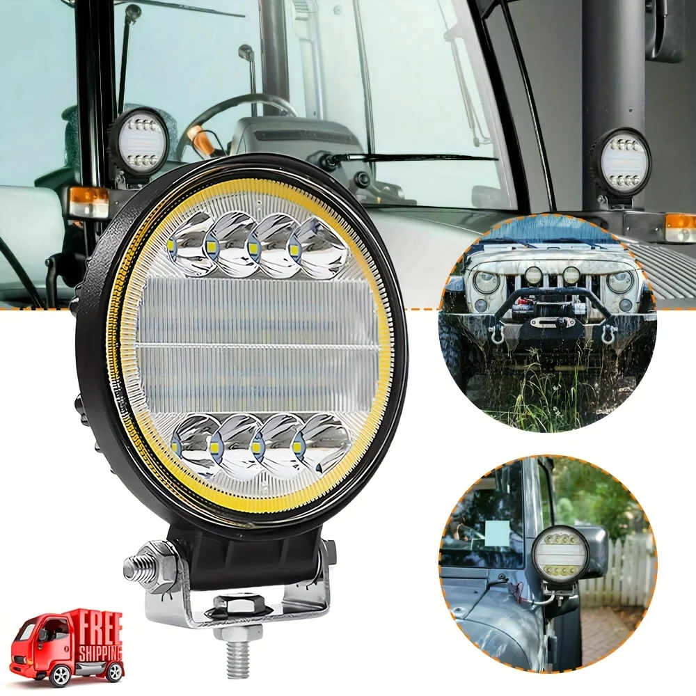 

4 Inch, 126W, Automotive LED Orbicular Work Light, With White Yellow Aperture, For Off-road Vehicles, Beach Cars,
