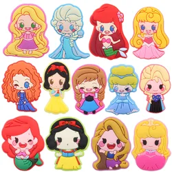 Dijes de PVC para zapatos de princesa Disney, accesorios de sandalias de Elsa, Bella, Rapunzel, pulseras con hebilla, regalo para niños, 1 piezas