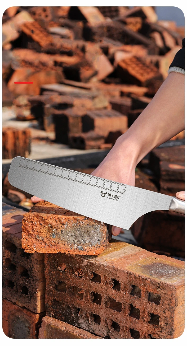 Stainless Steel Bricklayer's Knife Tiler Brick Chopper Double Sided Thickened Straight Handle Wall Cutting Masonry Knife