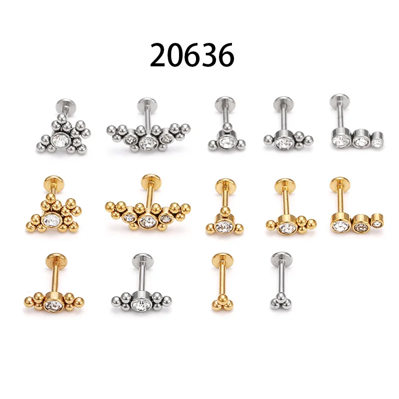1PC 16G Flat Studs Lip Ear Piercing Cz Cartilage Helix Daith Conch Rook Tragus Stud Labret Back Piercing Jewelry