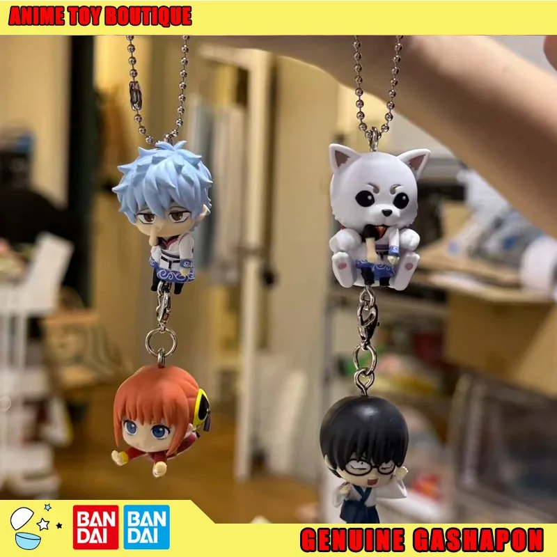 

Bandai GINTAMA Action Figures Model Shaped Gintoki Leader Shinpachi Sadaharu Gashapon Ball Backpack Keychain Doll Original