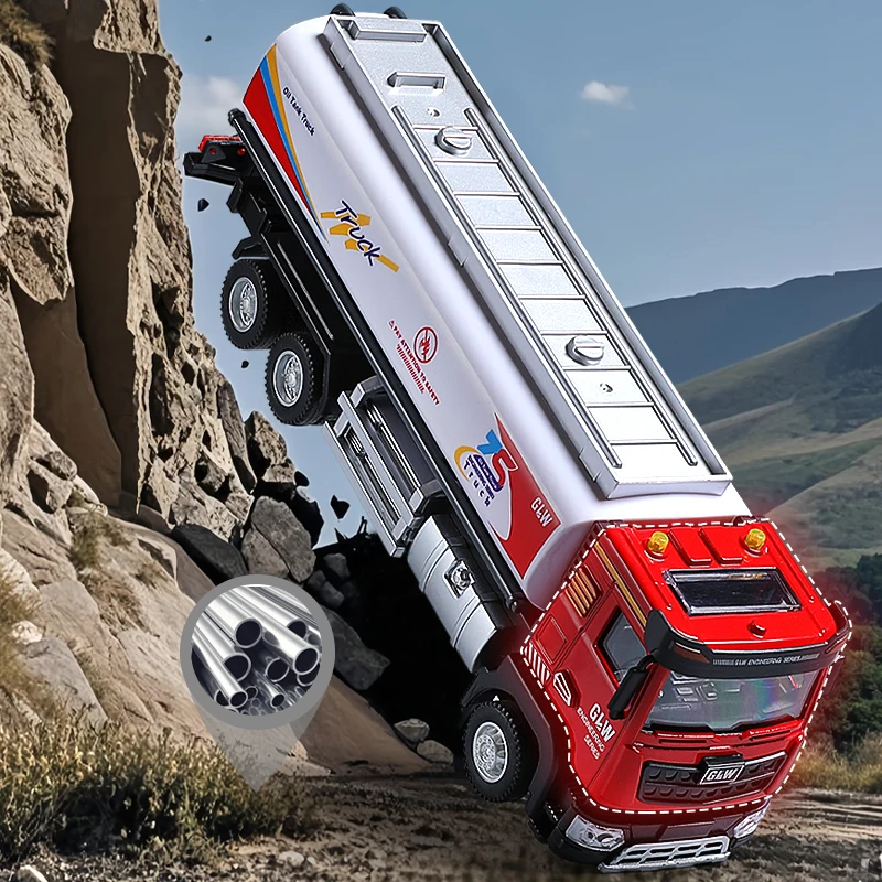 1:40 cidade urbana tanque de óleo transporte caminhão modelo simulação diecast veículo som e luz brinquedos para crianças presente