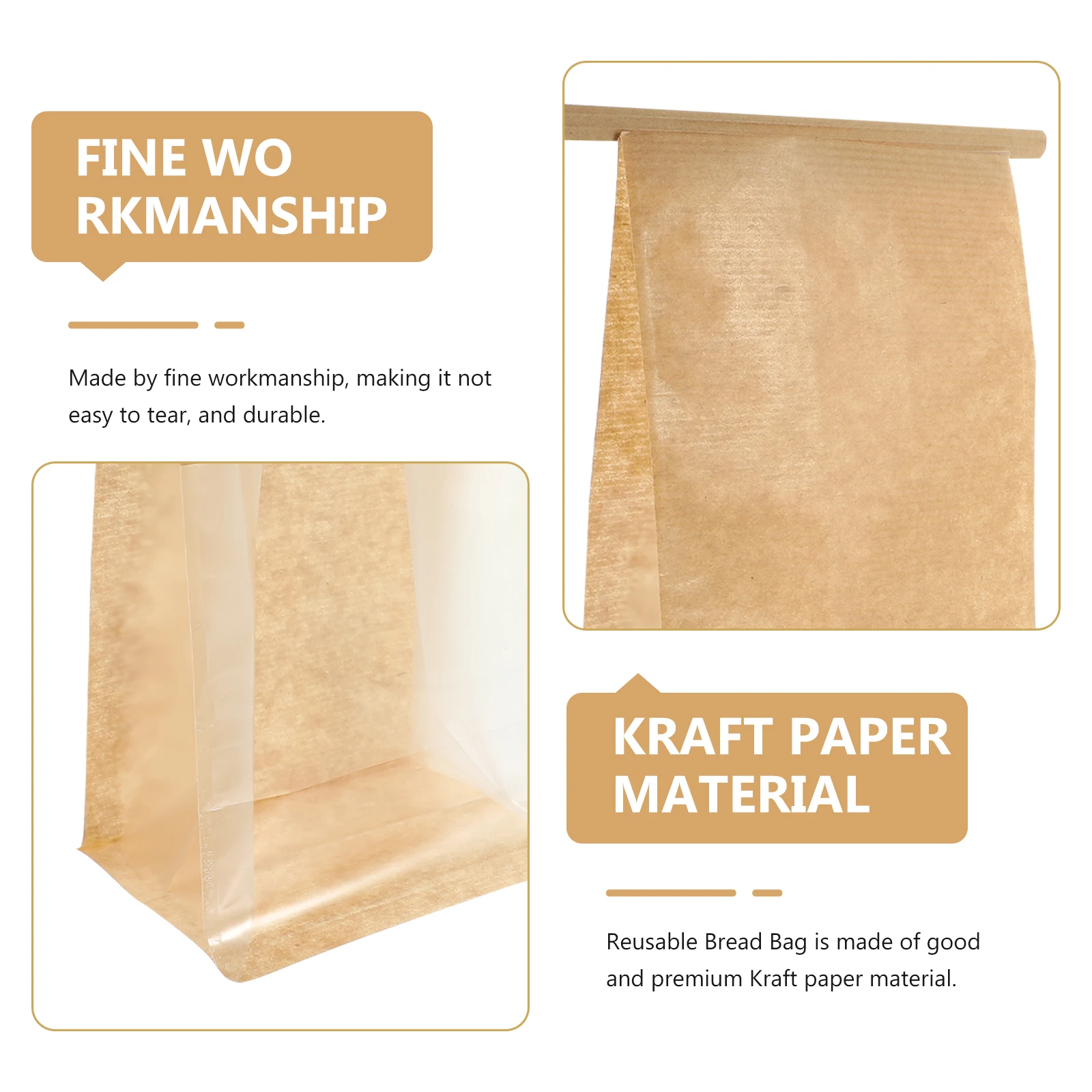 

50 Pcs Bread Bag Set Fried Food Bags with Windows Single-serving Loaf for Homemade Kraft Paper Storage
