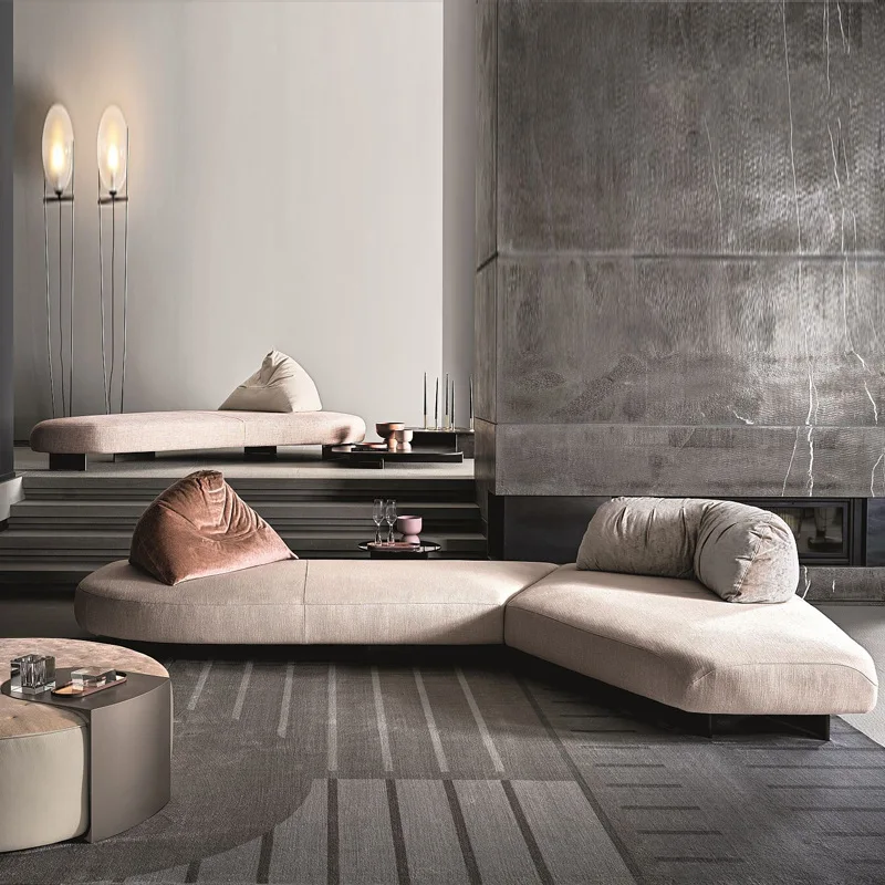 Living room small apartment movable backrest fabric combination light luxury