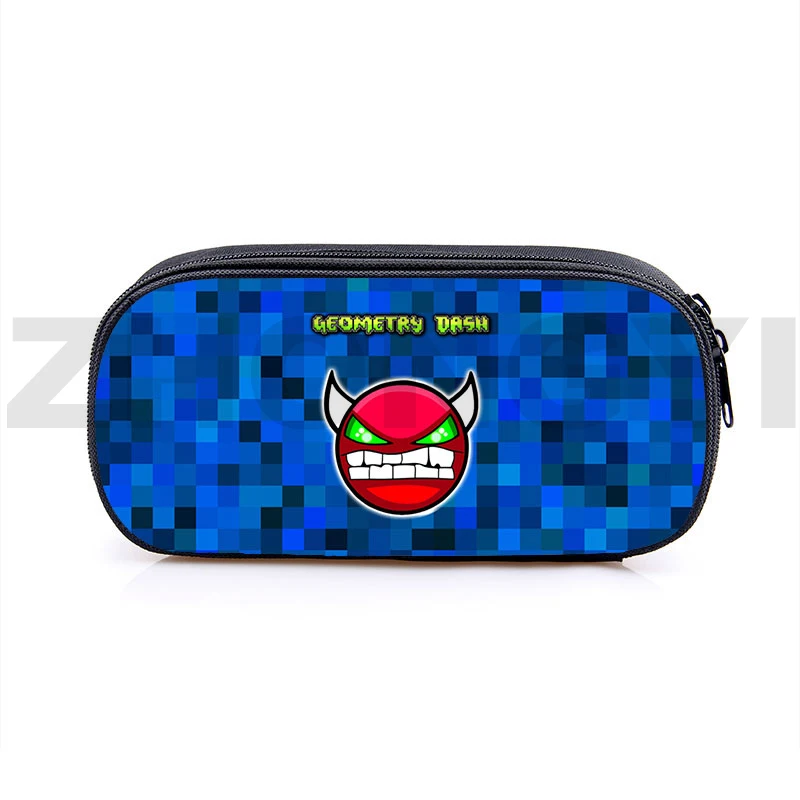 2023 Anime Geometry Dash 3D Print Pencil Case Fashion Canvas Cosmetic Cases Makeup Box Boys Girls Pencil Bag Kid School Supplies