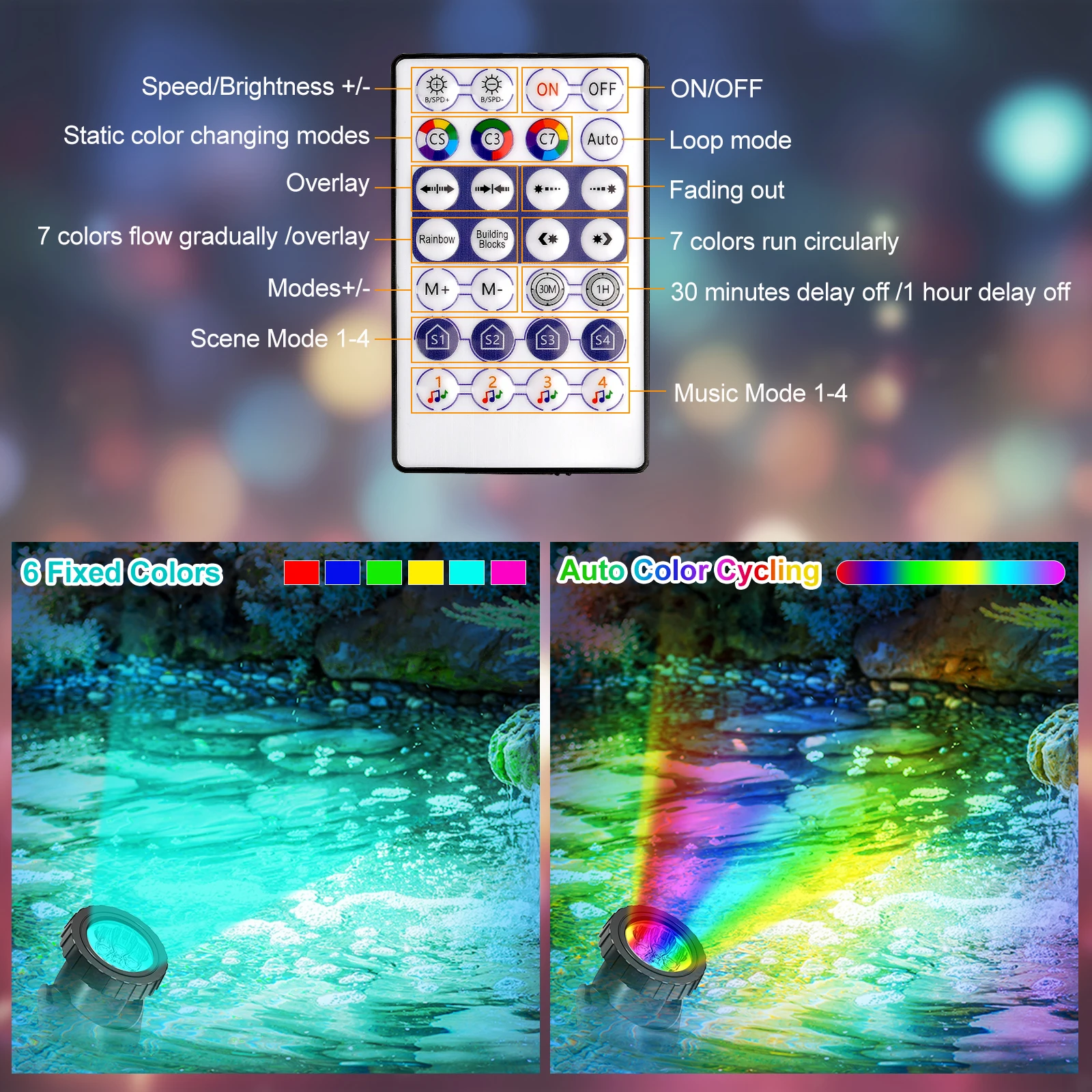 12 LED RGB Underwater Pond Lights IP68 Landscape Fountain Spotlight Bluetooth APP Control for Fish Aquarium Tank Garden Yard