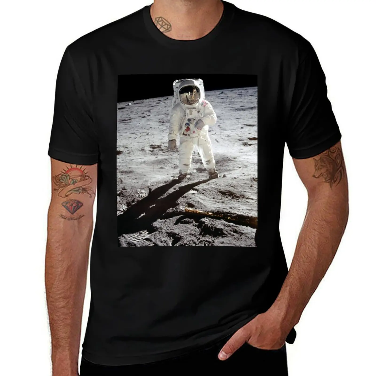 Buzz Aldrin on the Moon T-Shirt funny t shirts man T-Shirt