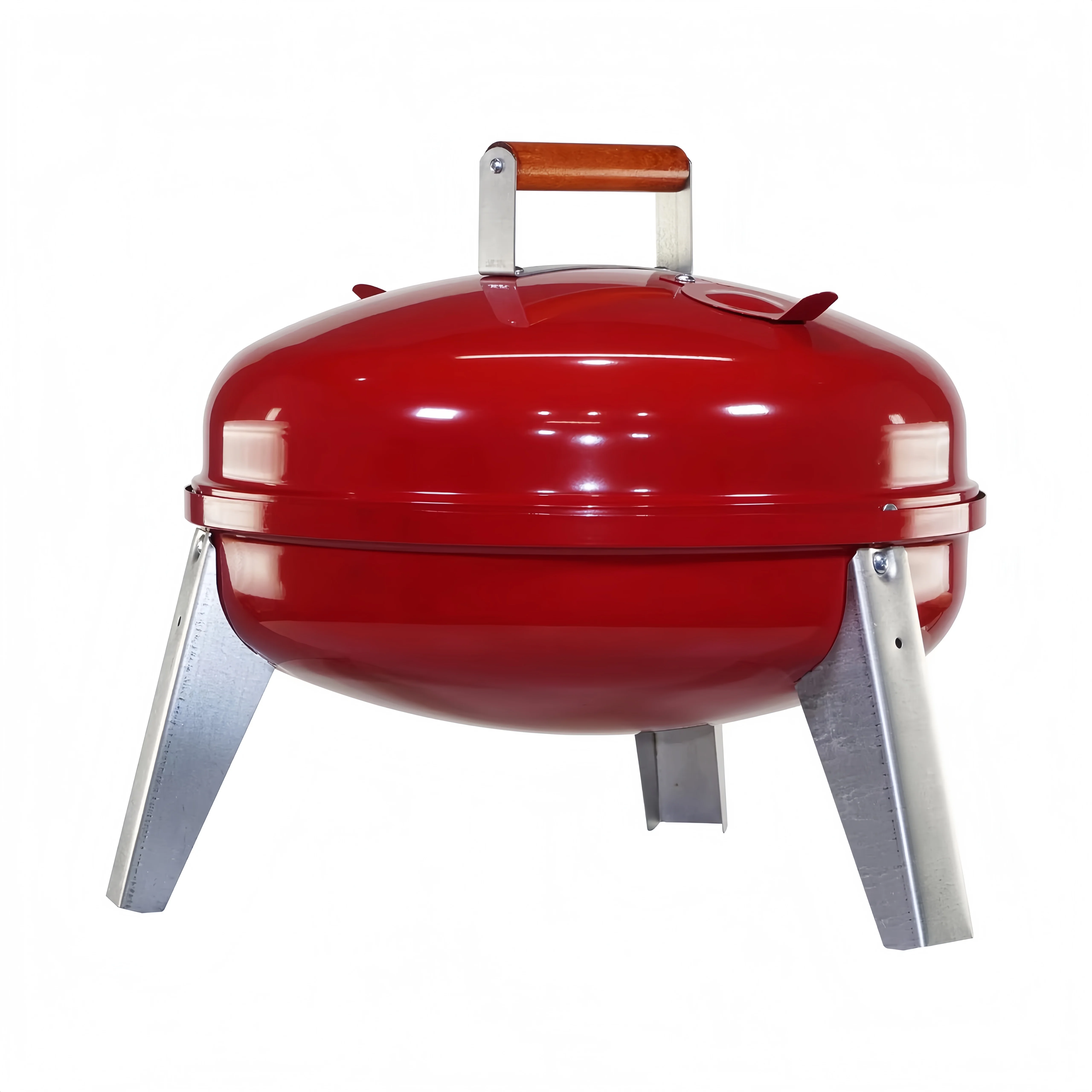

Portable steel charcoal grill (red), compact design, suitable for outdoor picnics and camping, easy to carry and assemble