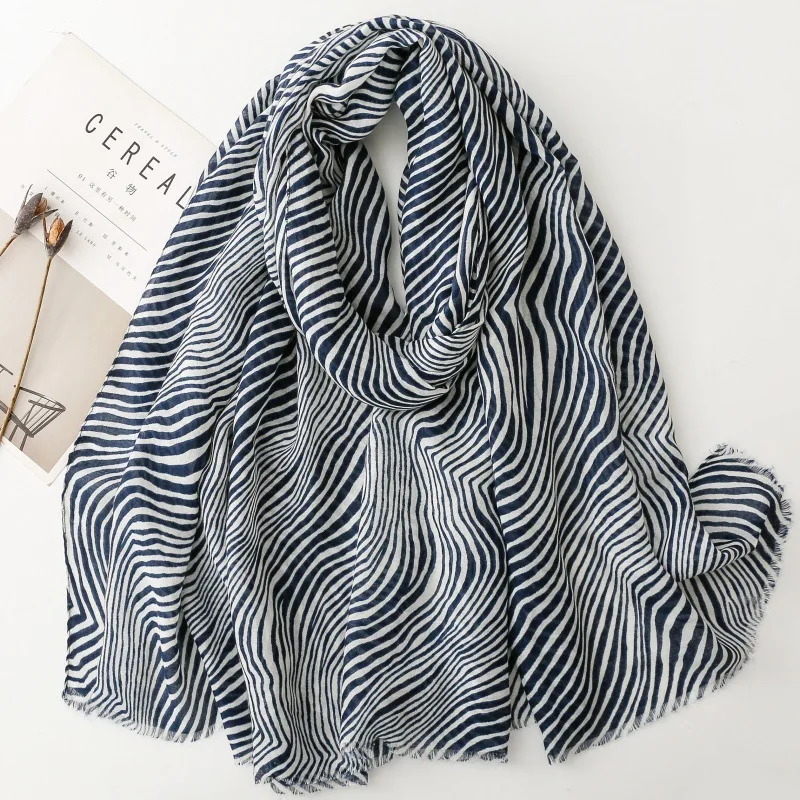 

Zebra Stripe Long Scarf for Women Lightweight Sunscreen Shawl for Spring Autumn Travel