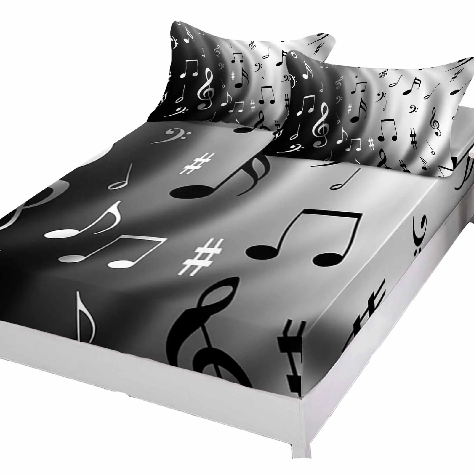 Water Wave Music Queen Size Bed Mattress Fitted sheet Elastic Rubber Band Non-slip Bed Sheet Pillowcase Set