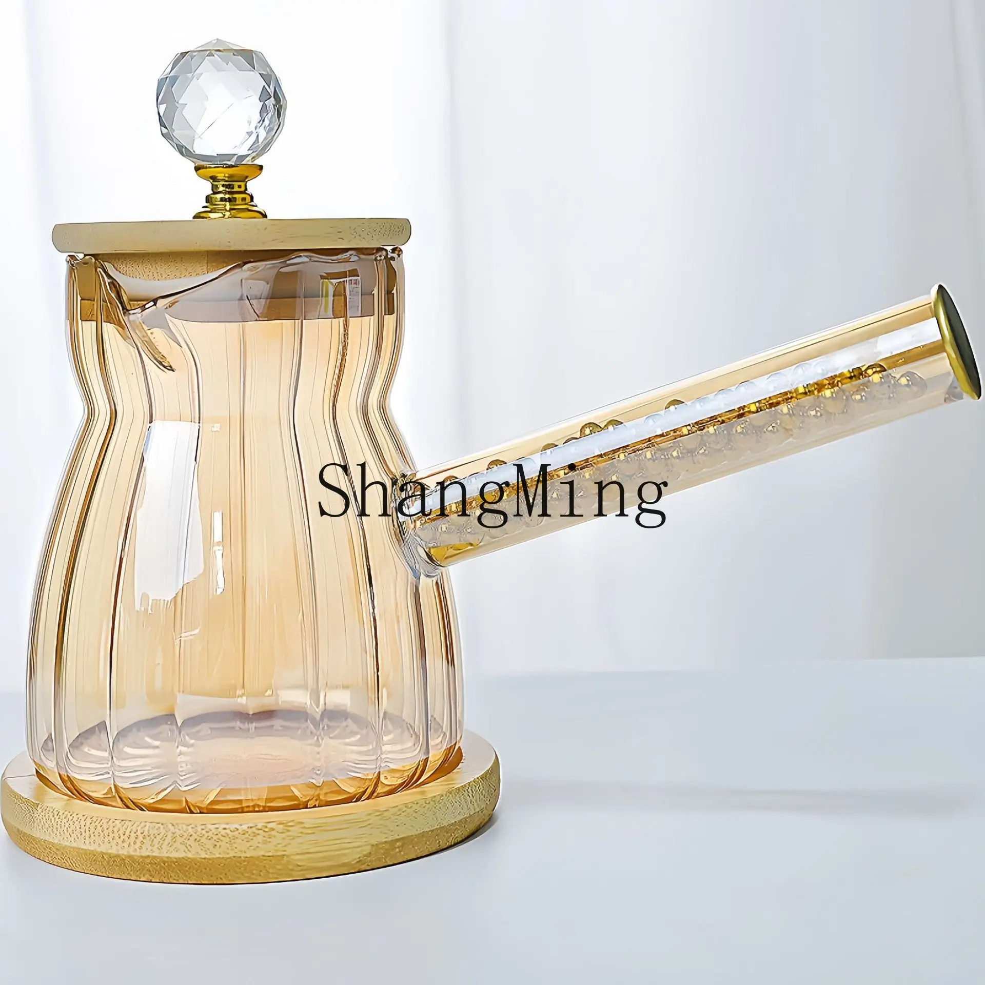 

PYH side handle hand brew coffee set, elk bamboo cover coffee pot, high borosilicate heat-resistant glass coffee pot