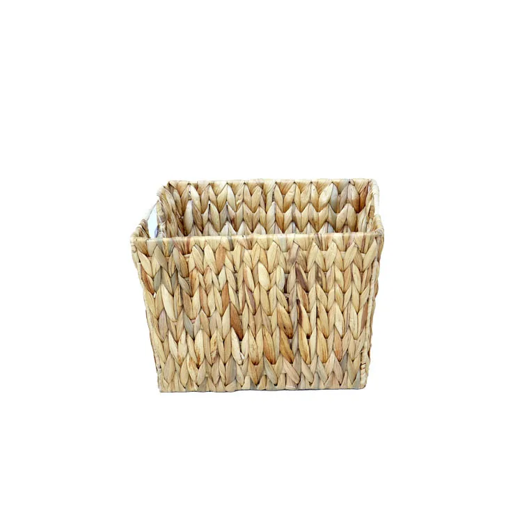 Custom rectangular water hyacinth straw handicrafts Bo white straw basket home storage basket storage basket