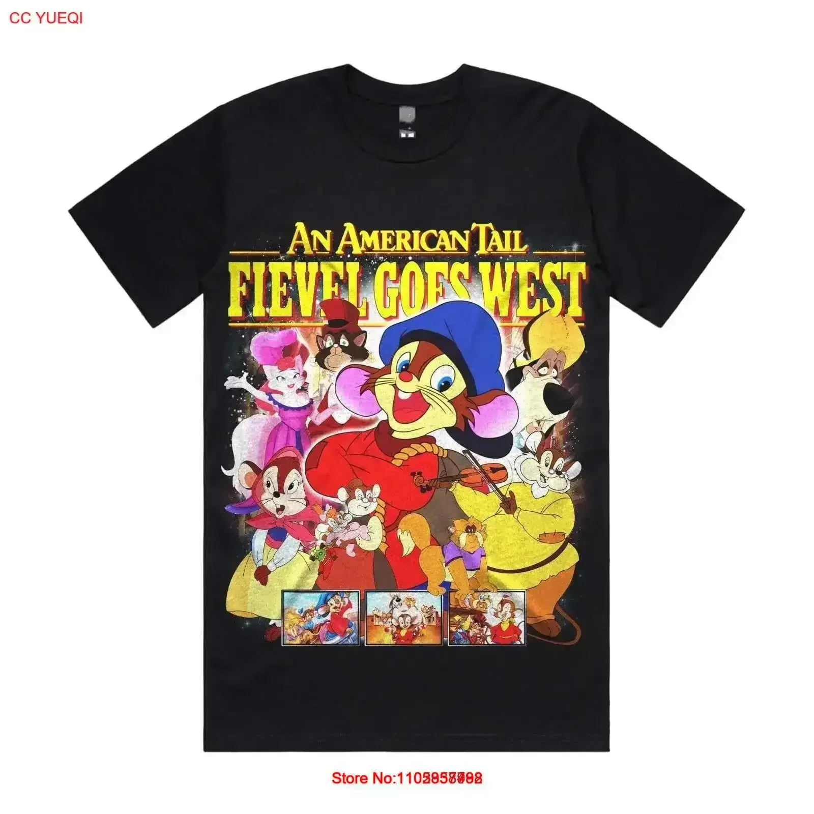 Camiseta American Tail Fievel Goes West vintage lavada com estampa discreta unissex casual confortável respirável streetwear