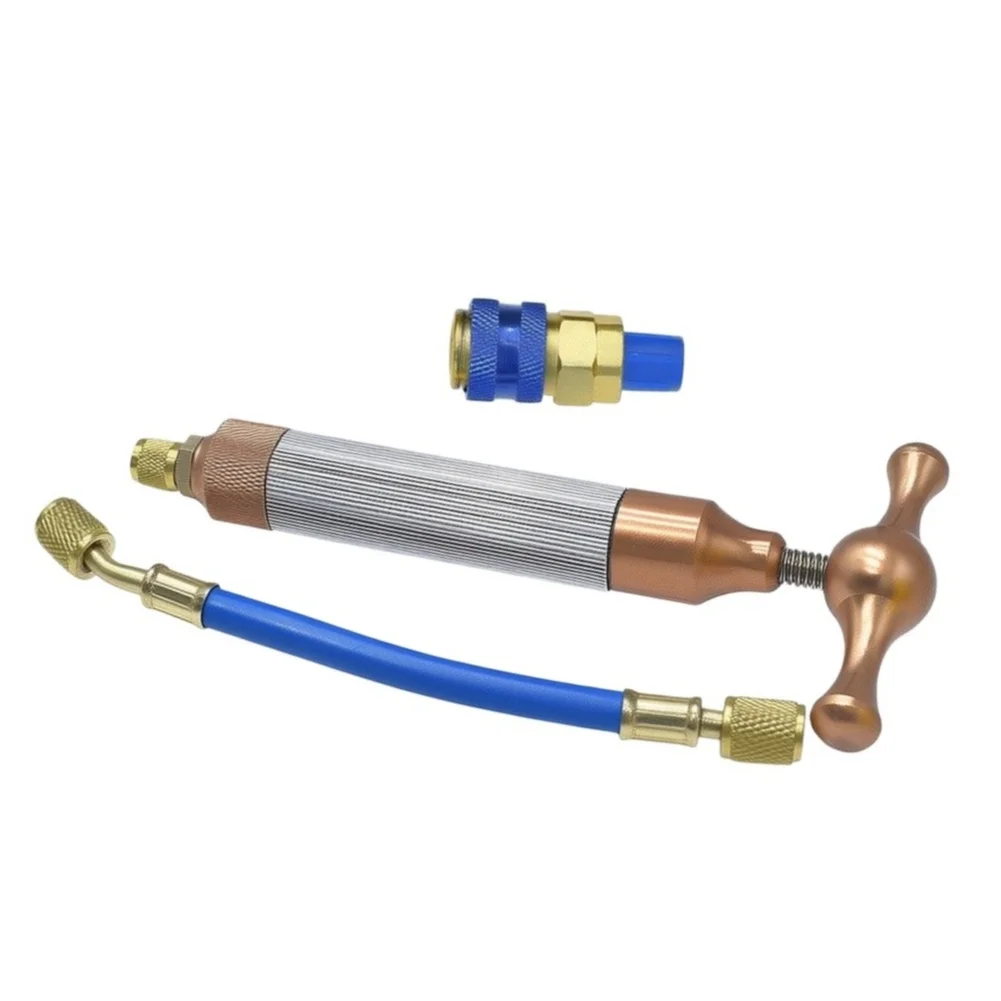 Oil Injection Tool for Automotive Climate Control Systems Supporting Fluorescent Dye Addition During AC System Maintenance