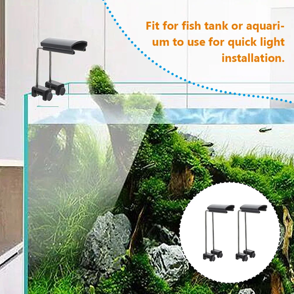 2 Pcs Aquatic Lamp Bracket Fish Tank LED Light Holder Adjustable Black Plastic Stand