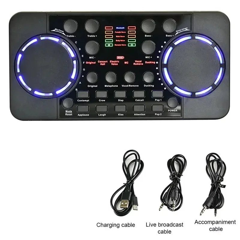 A72T Live Broadcast Studio Mixer Noise Reduction Portable Bluetooth External Sound Card For Singing Recording For Phone Computer