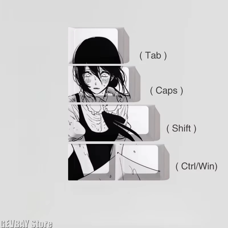 Reze Personality Keycaps Chainsaw Anime - Cherry High PBT Thermal Sublimation Mechanical Keyboard