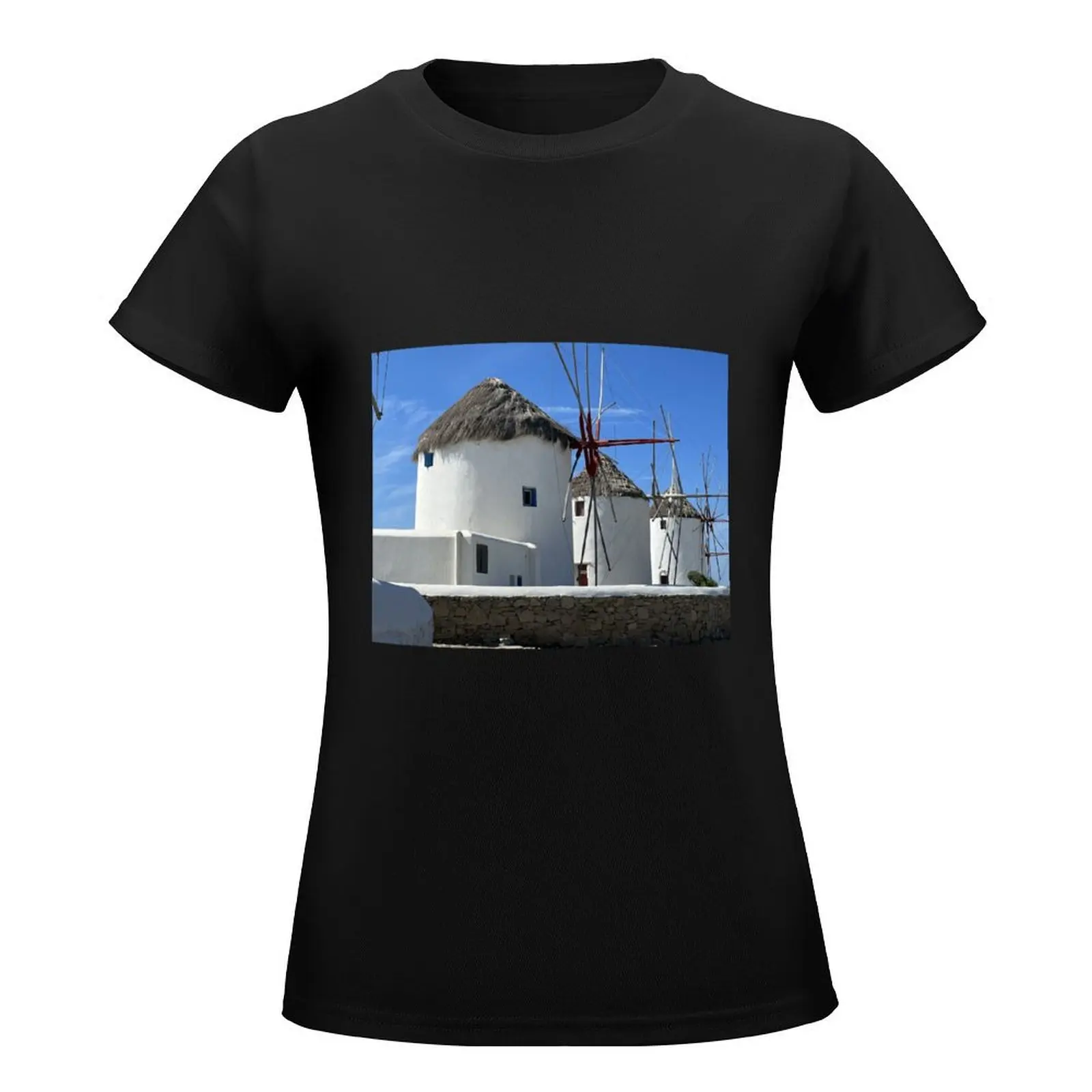 Mykonos Windmills Where Ever the Wind Blows T-Shirt cute clothes kawaii clothes Women's clothing