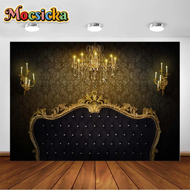 MOCISCKA Elaborate Birthday Party Decorative Background  Children Adult  Photography Studio Backdrop Sofa Candle Light Banner