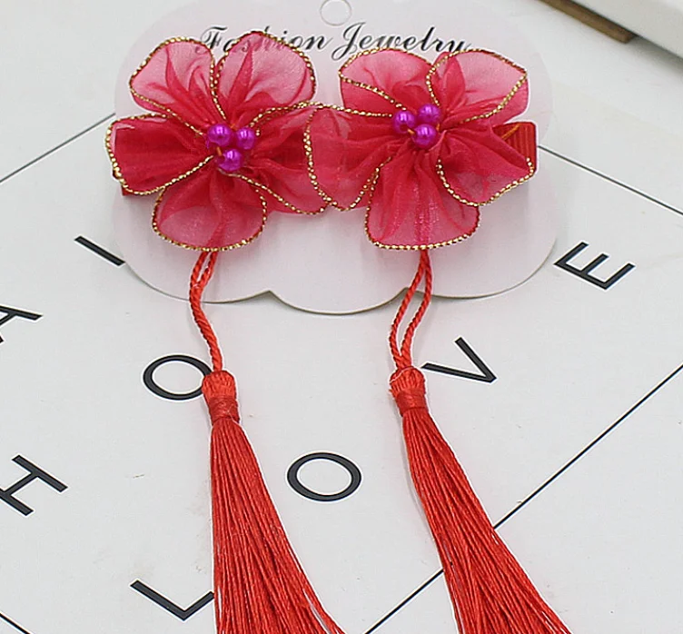 Chinese style hot selling Tang style Hanfu accessories tassel ribbon hair clip pair clip
