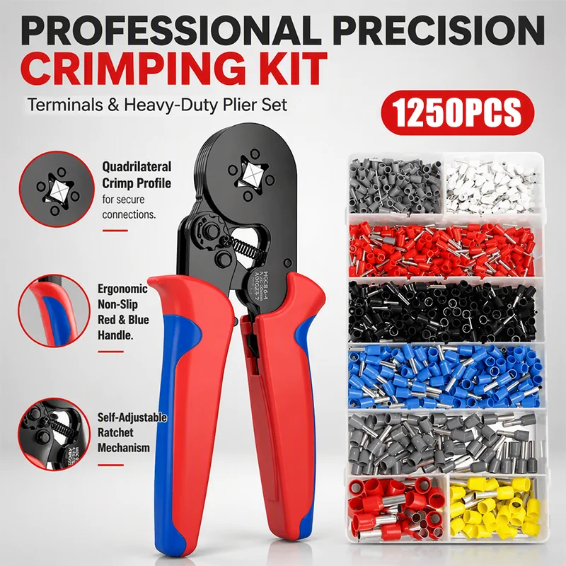 ​​VE Tubular Crimping Terminal,Multiple Crimping Terminal Pliers Combination Set,Electrical Equipment Connector,Crimping Pliers