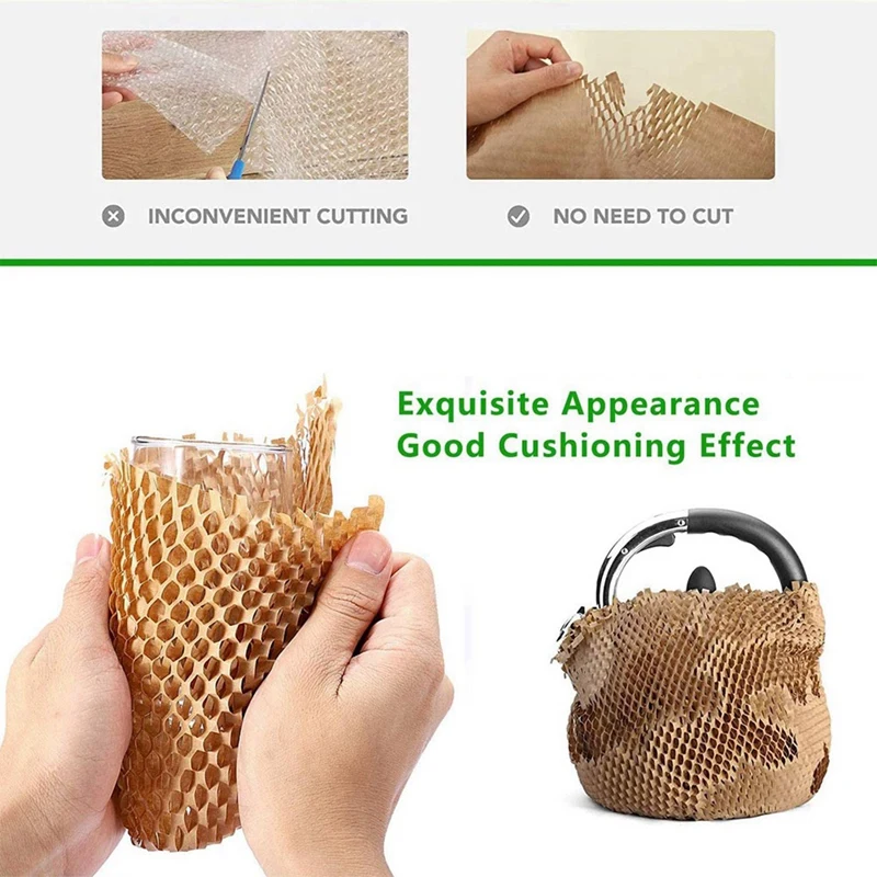 حار TTKK 10 لفة ورق التغليف المعاد تدويره 12 بوصة × 33FT ايكو العسل ورقة لتحريك التعبئة والتغليف التفاف وسادة المواد القابلة لإعادة التدوير