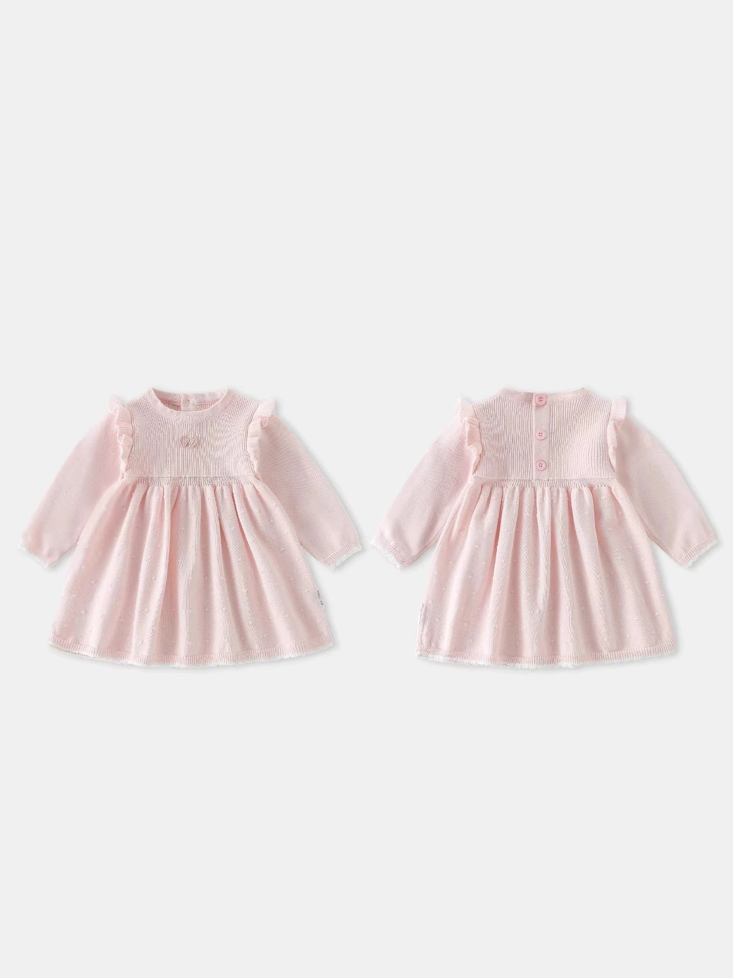 Spring fall Newborn baby Girl's Clothes bow Ruffle Knitted Sweater Dress for infant Girl's clothing 1st Birthday dress coats