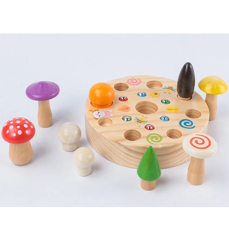 新しい子供の木のおもちゃ 3D パズル幼児教育キャッチワームゲーム形状認知磁気釣りおもちゃギフト子供
