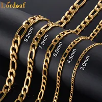 Hot Sale Stainless Steel Gold Color Figaro Chain 3.0mm-9.5mm Men And Women High Quality Fashion Jewelry Wholesale