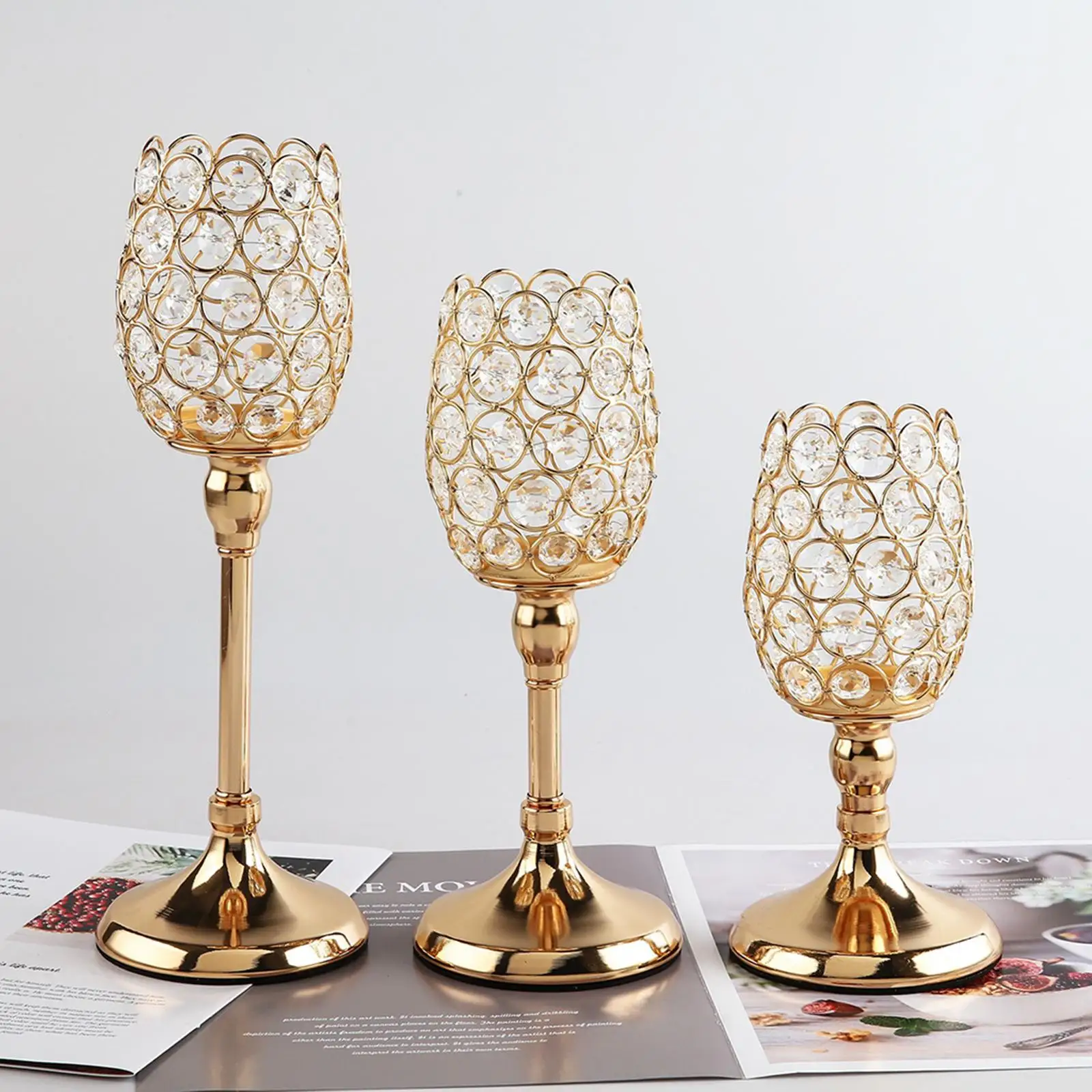 Candle Holder Votive Pillar Golden Candlestick Stand Tealight Holder Candleholder for Decorative Christmas Ornament