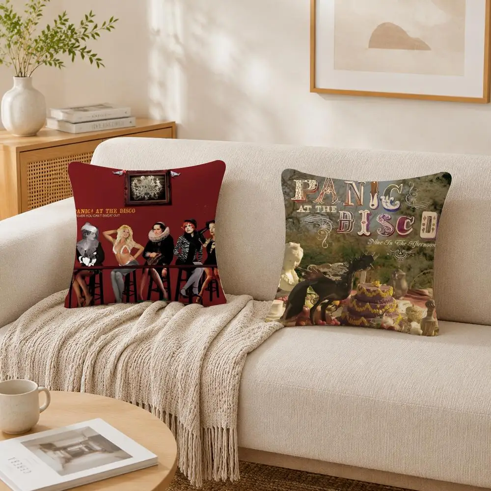 Rock Band P-panic At The Disco Cushion Cover Plush Decorative Pillow Case With Hidden Zipper Cutecore Room Decor For Home