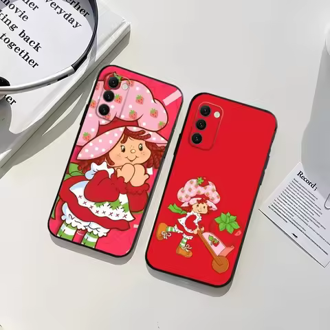 Pink Phone Case For Samsung Galaxy A13,A21s,A22,A31,A32,A52,A53,A71,A80,A91 Strawberry S-Shortcake TPU Protective Cover