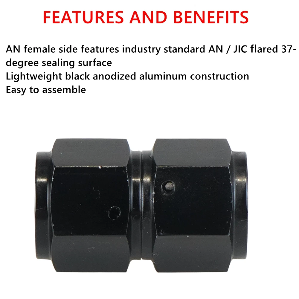 AN4 AN6 AN8 10AN أنثى إلى أنثى الاتحاد الألومنيوم مستقيم المناسب محولات الأسود 4an 6an 8an AN10 موصلات TF-1089