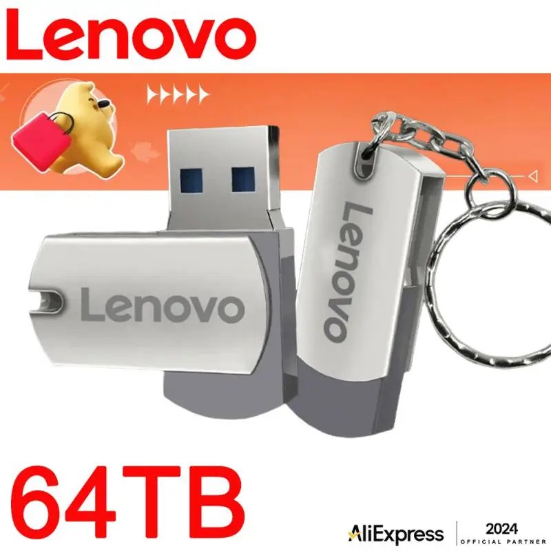 Lenovo 2TB USB 3.0 Flash Drive 2TB High-Speed Pen Drive 16TB 64TB Metal Waterproof Type-C PenDrive for Computer Storage Device