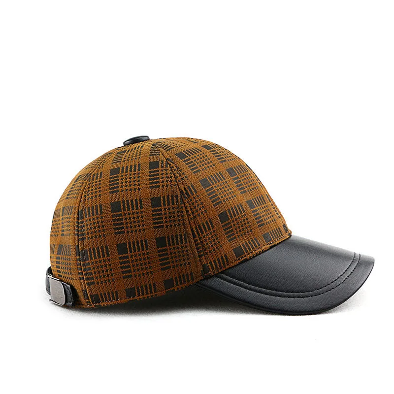 Genuine Goat Leather Suede Plaid Figure Fashion High Grade Rider Style Visor Women Men Baseball Cap Outdoor Snapback Leisure Hat