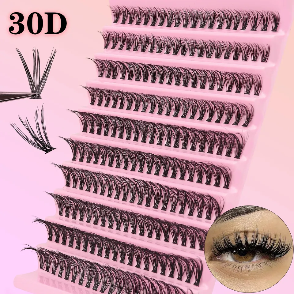 200 piezas de pestañas postizas 30D, extensiones DIY, grosor 0.05mm, curva D, largos mixtos 8-16mm 6
