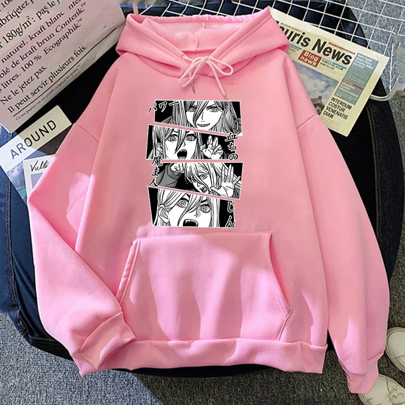 Hot Anime Power Printed Women And Men Hoodies Loose Pullover Hooded Plus Size Autumn And Winter Long Sleeve Couple Sweatshirt