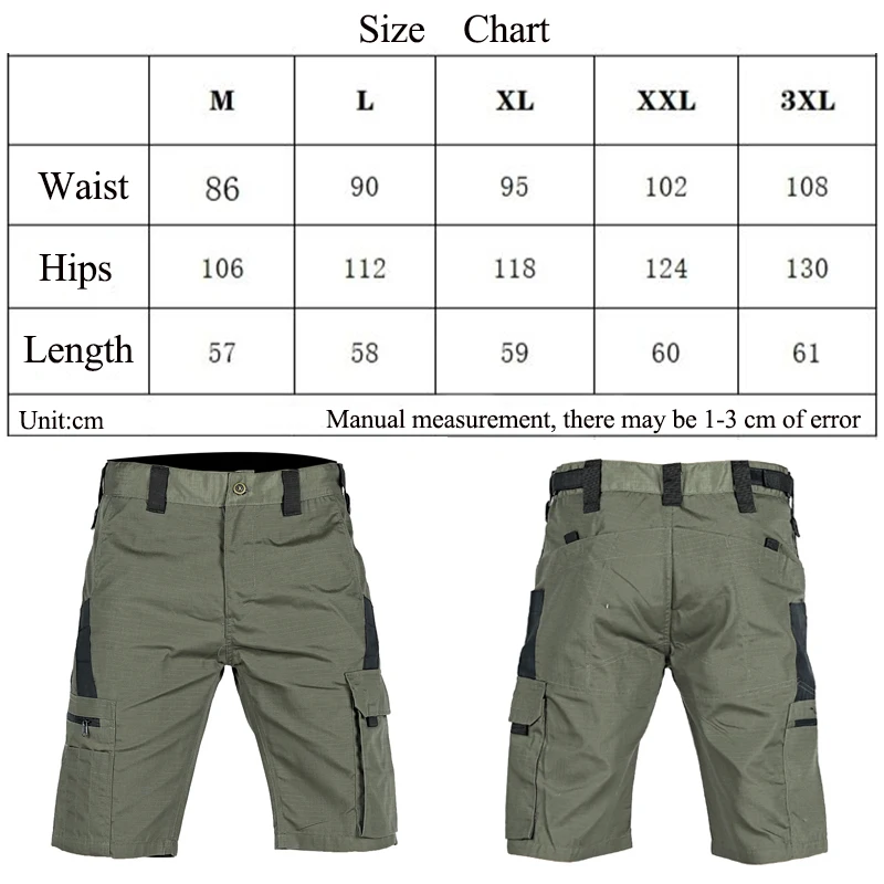 Men\'s Summer Casual Tactical Shorts Waterproof Military Cargo Shorts Quick Dry Multi-pocket Male Outwear Hiking Training Shorts