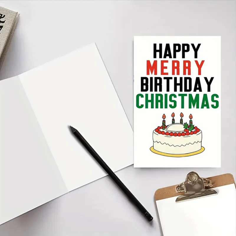 1PC Funny Happy Birthday Card Merry Christmas Cards December Birthday Gift Greeting card With Envelope